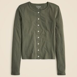 NWT J.Crew Olive Green Feather Jersey Cardigan Small